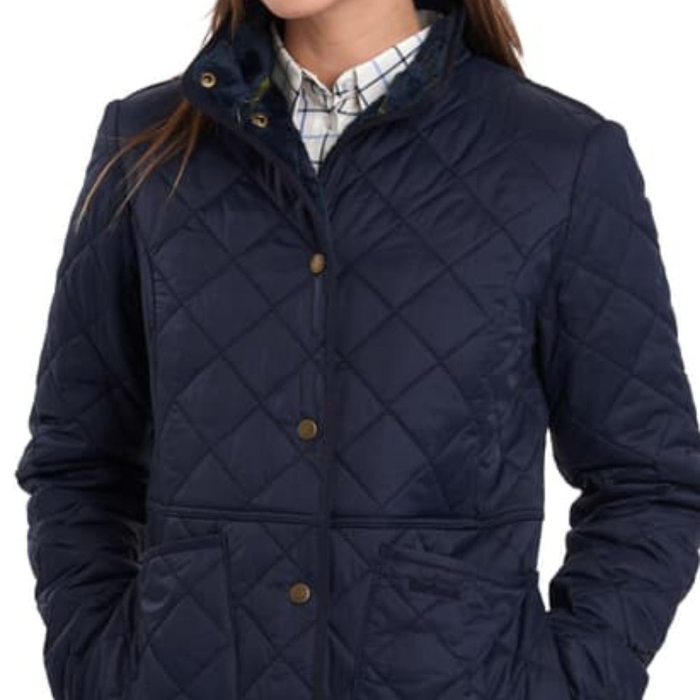 BARBOUR WOMEN HELVELLYN QUILT NAVY Herringbone 14